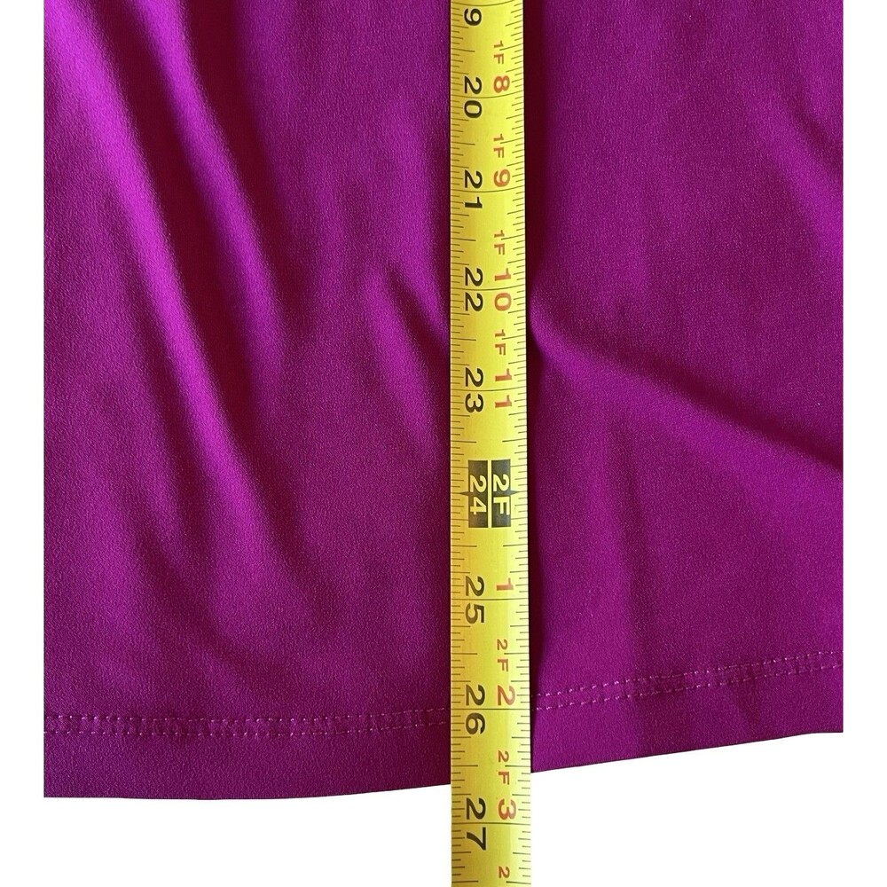 Susan Graver Blouse M Magenta Bateau Ruched Bell Sleeve Stretch Knit QVC - Picture 6 of 9